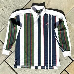 Y2K Vertical Stripe Traditional Rugby Polo